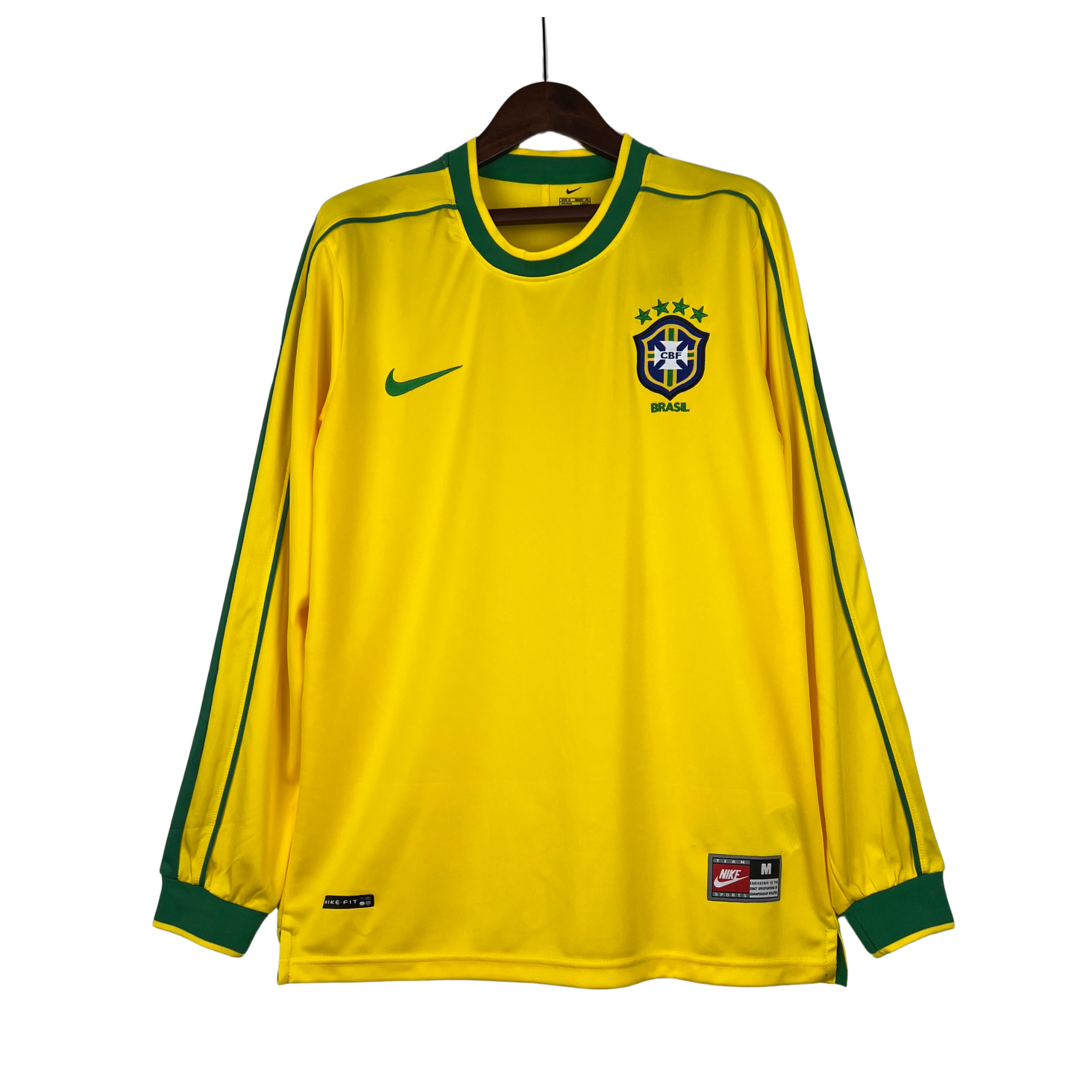 Camisa Brasil I 1998 Retrô Manga Longa