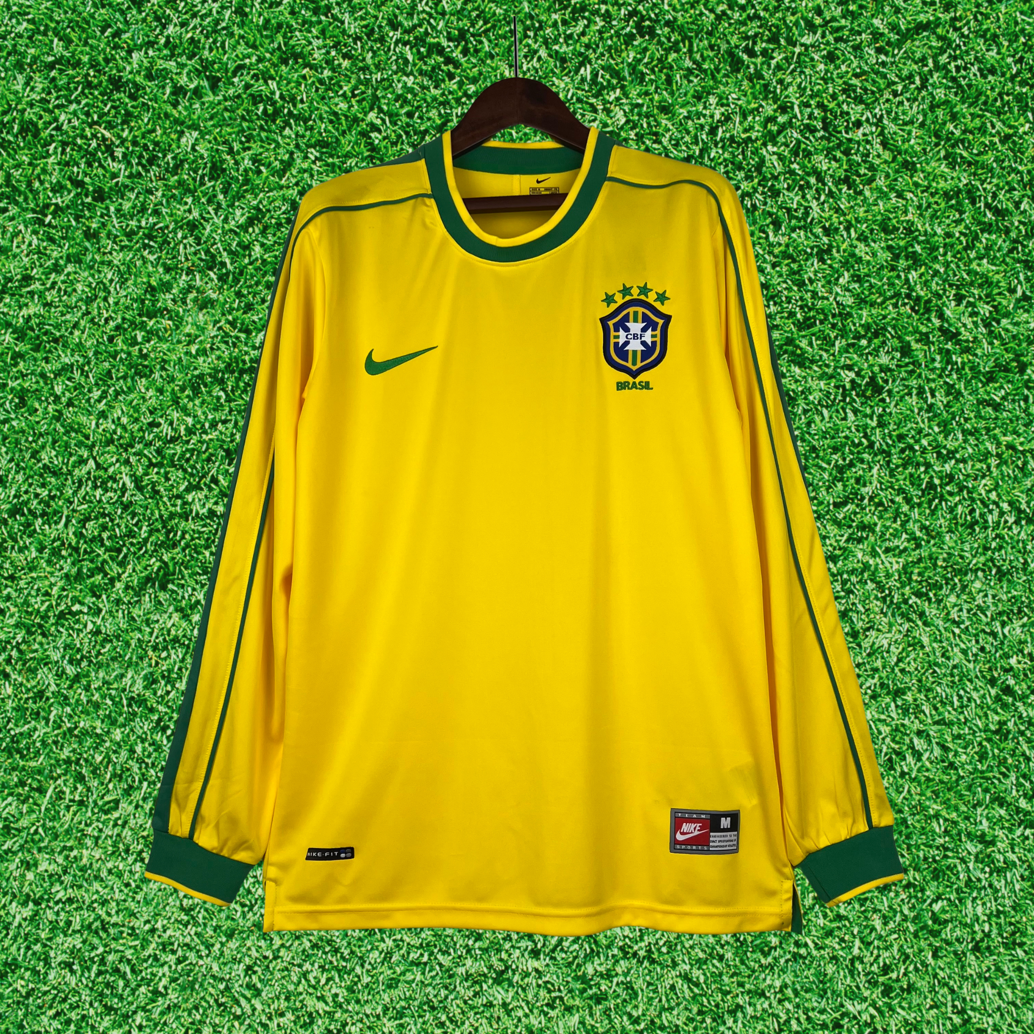 Camisa Brasil I 1998 Retrô Manga Longa