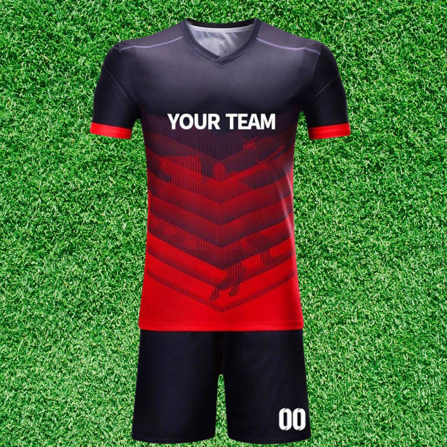 Kit Esportivo Preto e Vermelho Customizado 25/26